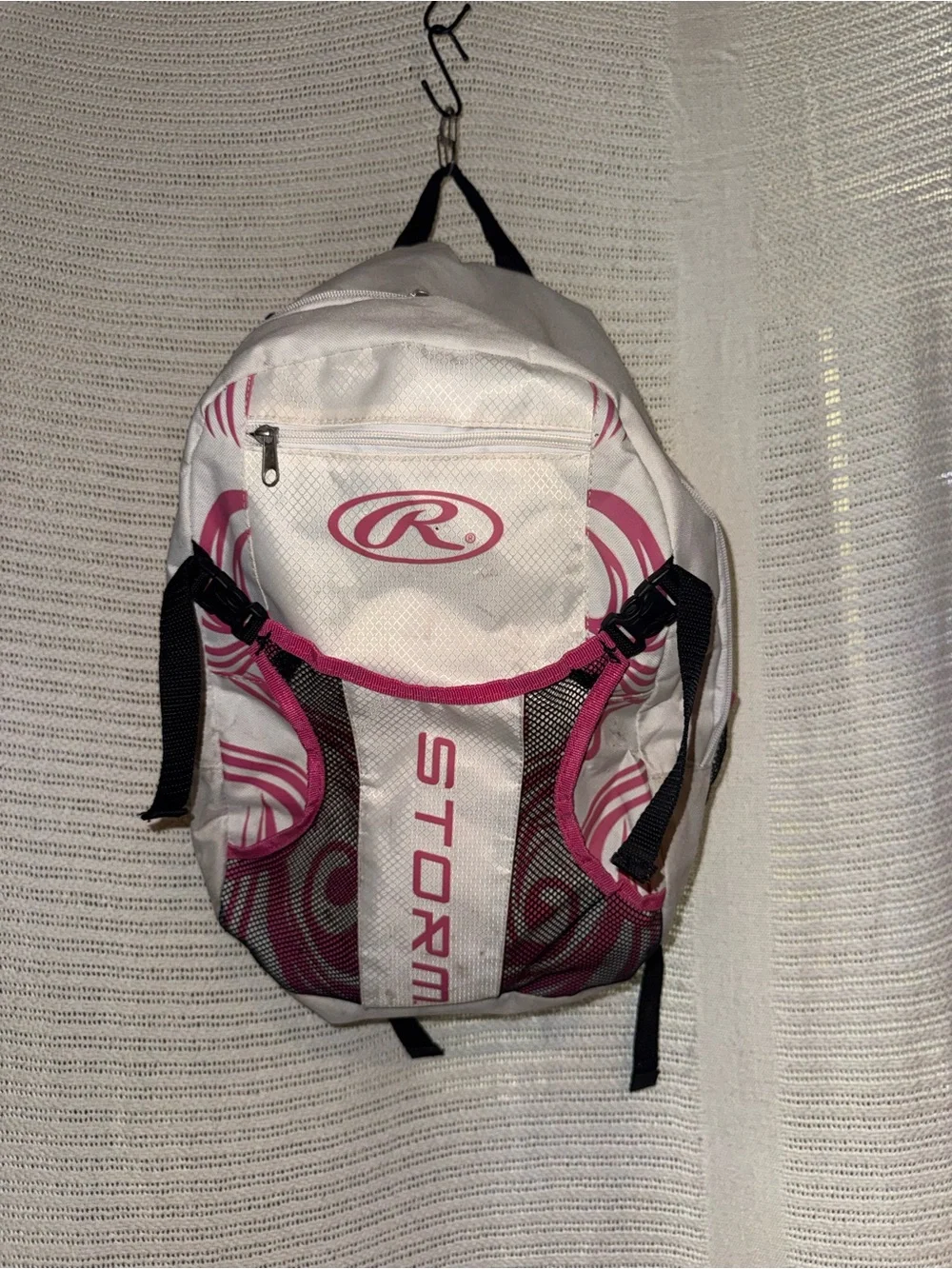 Rawlings White and Pink Storm Athletic Backpack